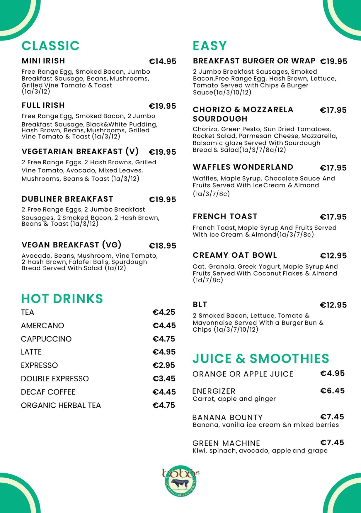 Bóbós menu, page 13