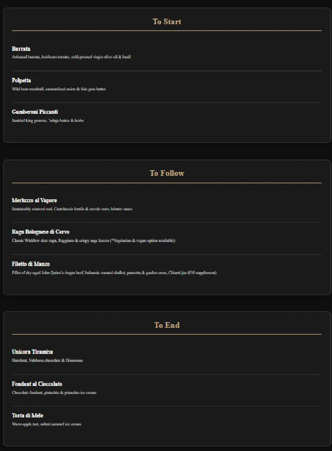 Unicorn Restaurant menu, page 3