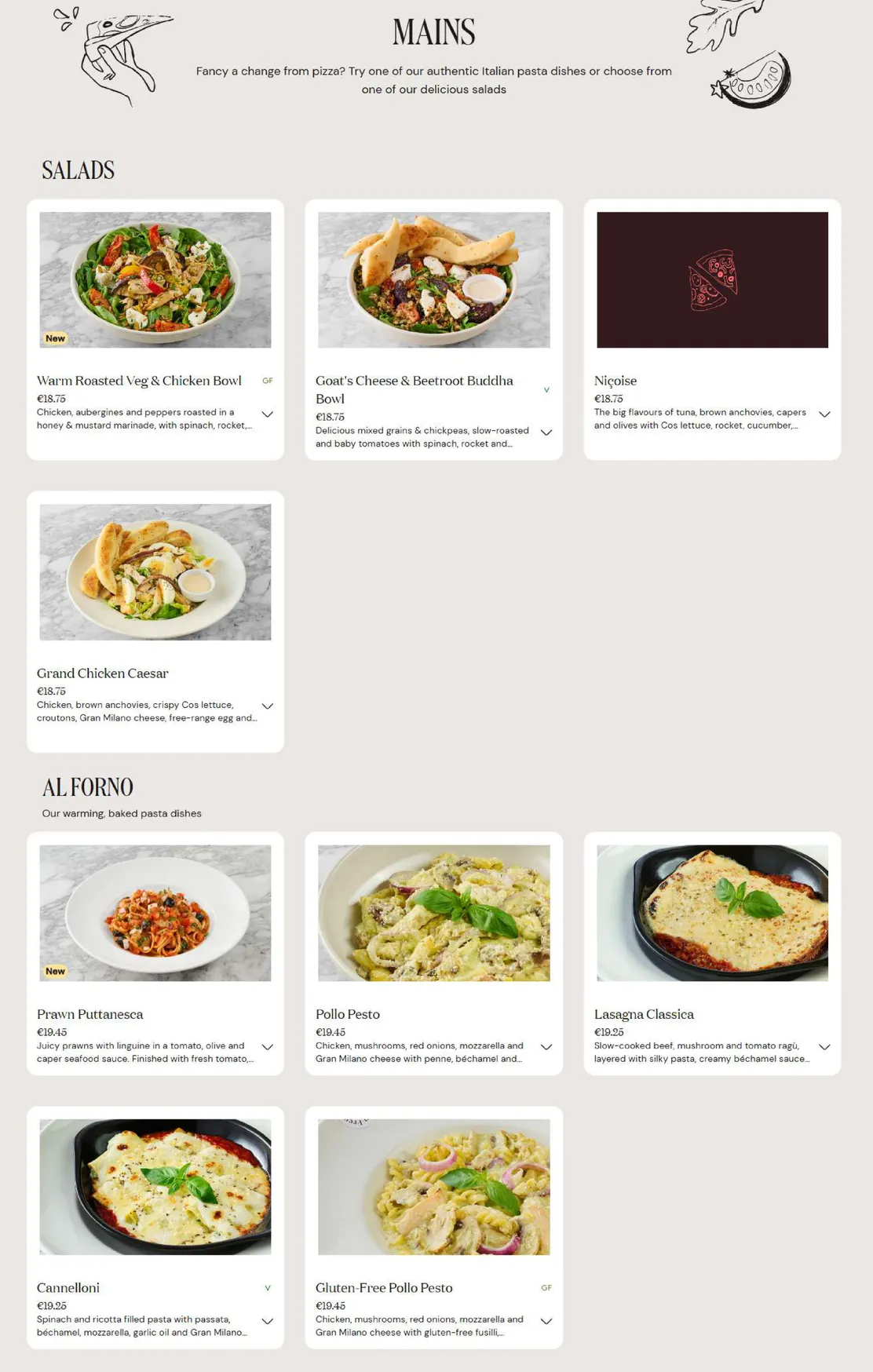 Milano menu, page 3