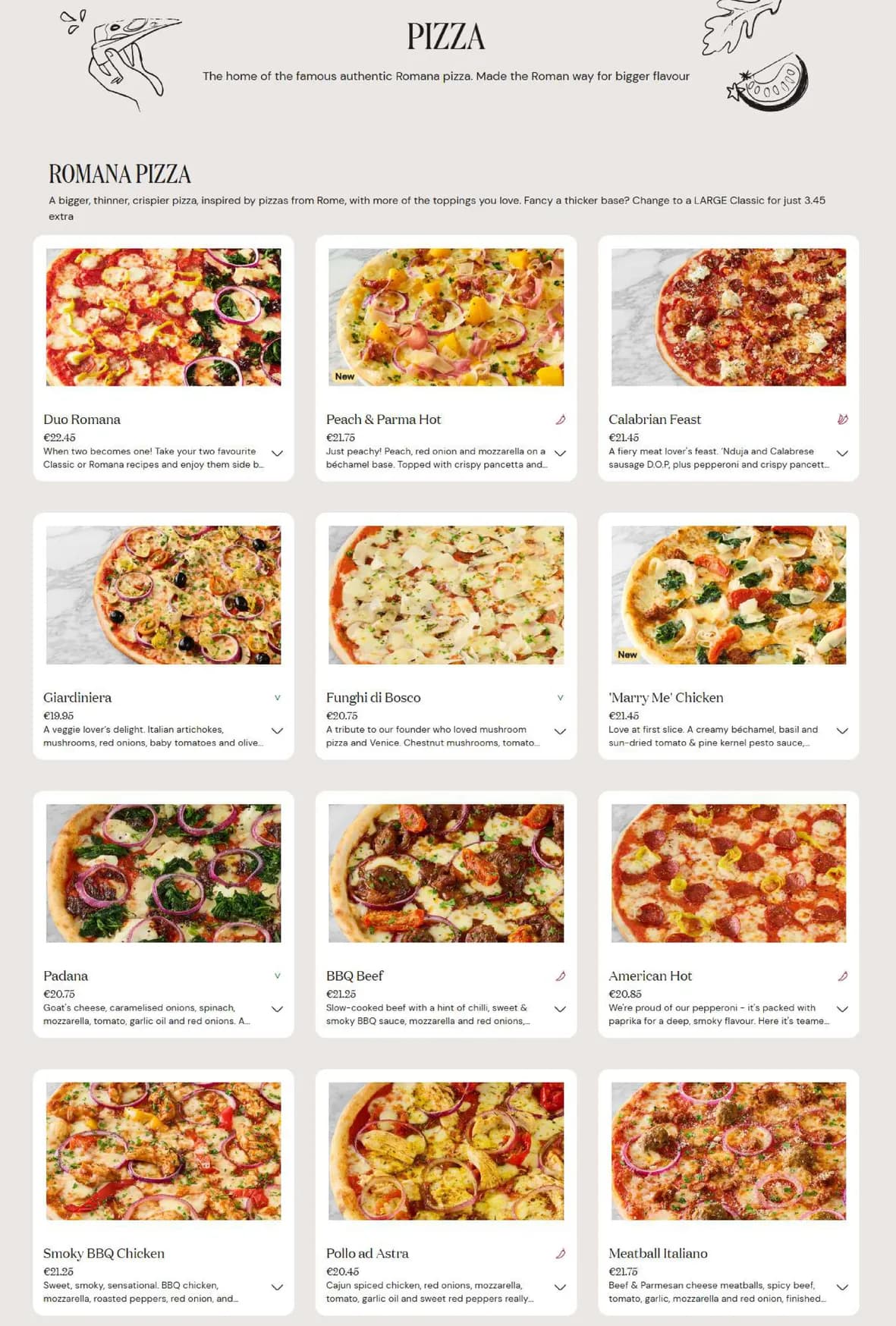 Milano menu, page 4