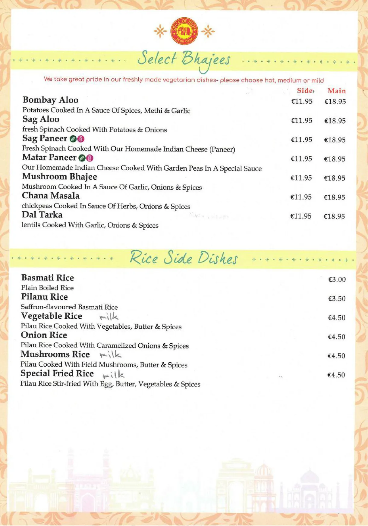 Spice of India Clonsilla menu, page 5