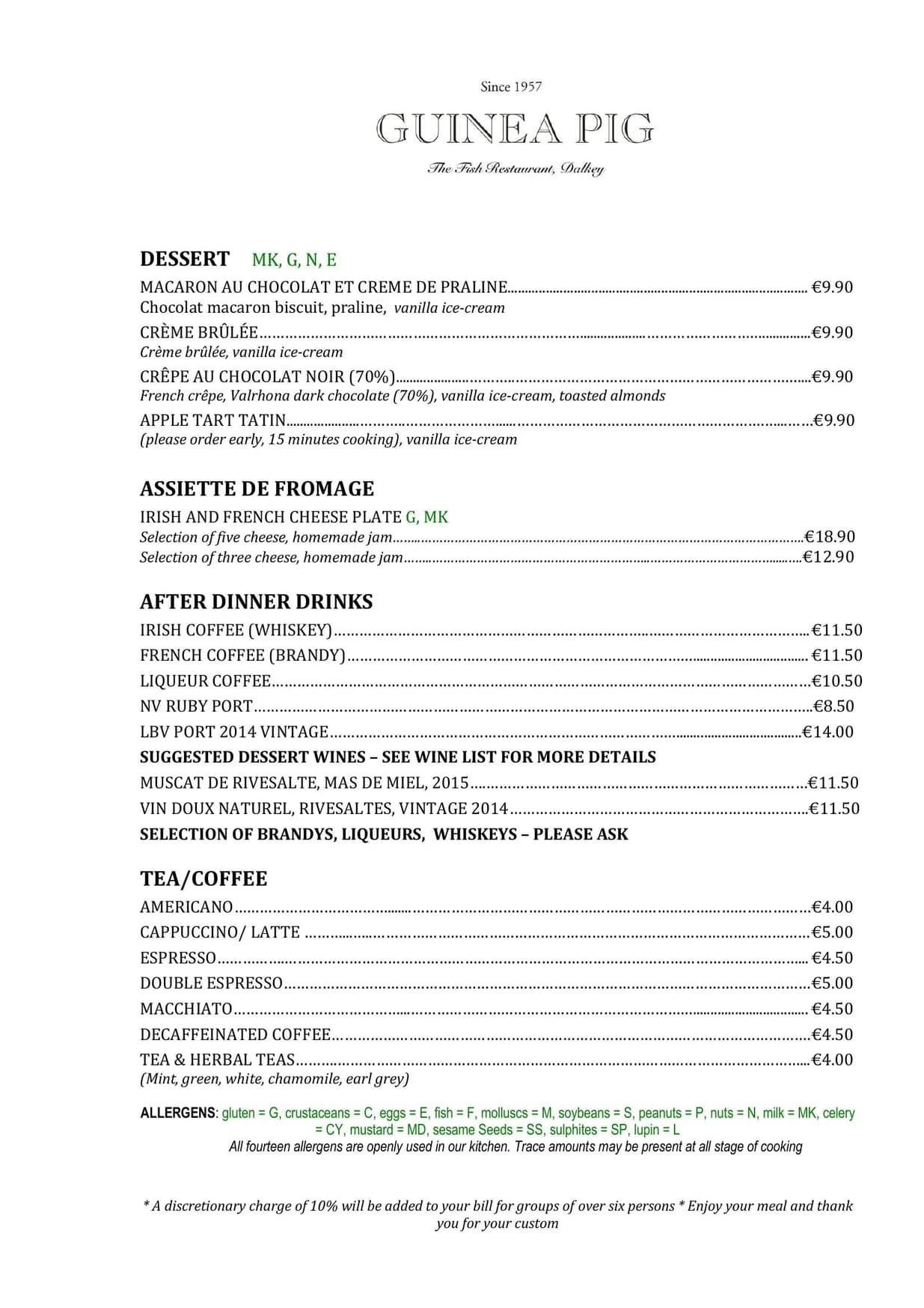 Guinea Pig menu, page 2