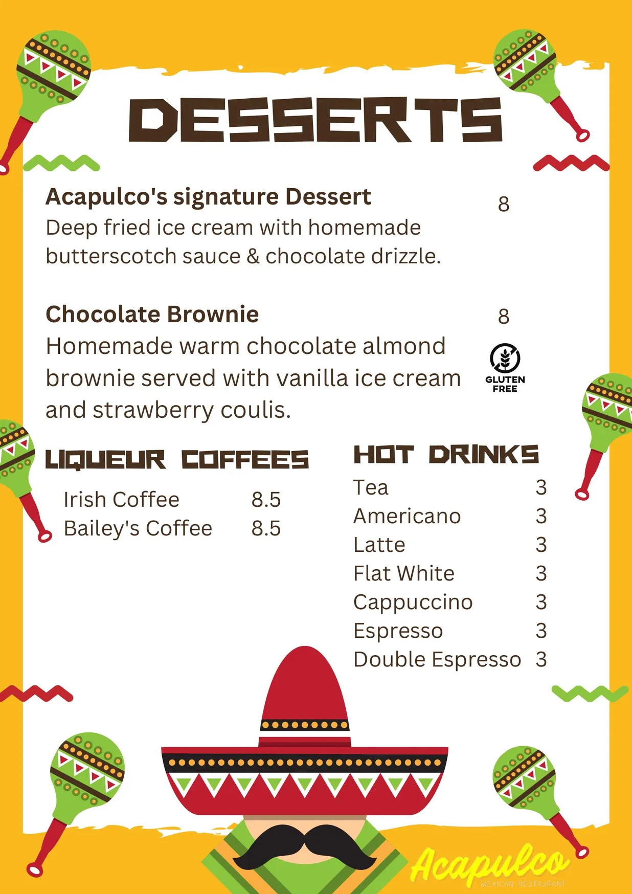 Acapulco menu, page 3