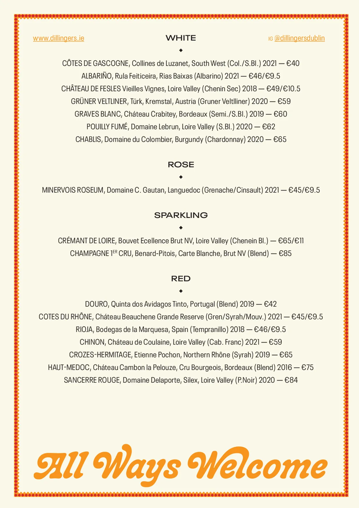 Dillinger's menu, page 2