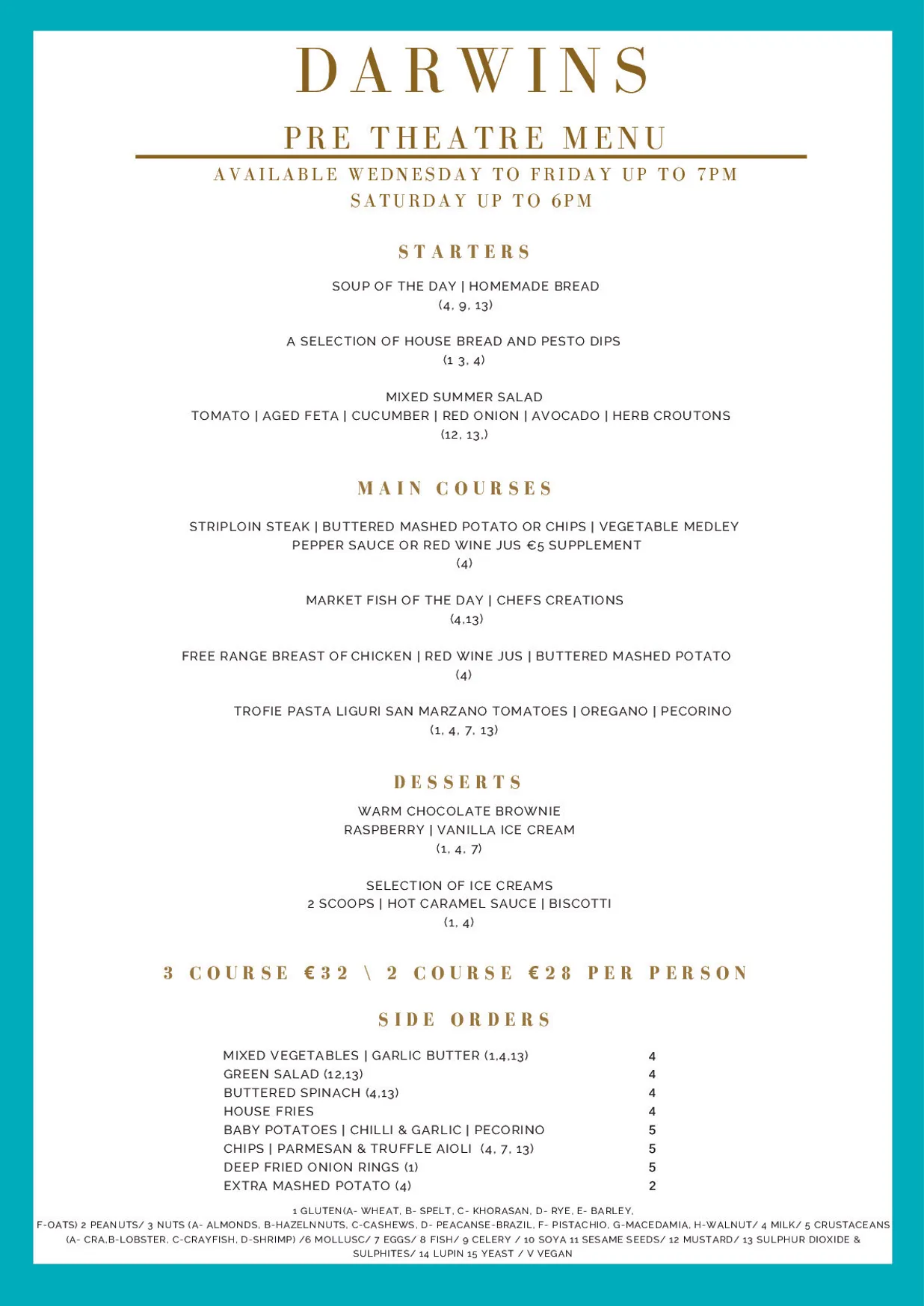 Darwins menu, page 1