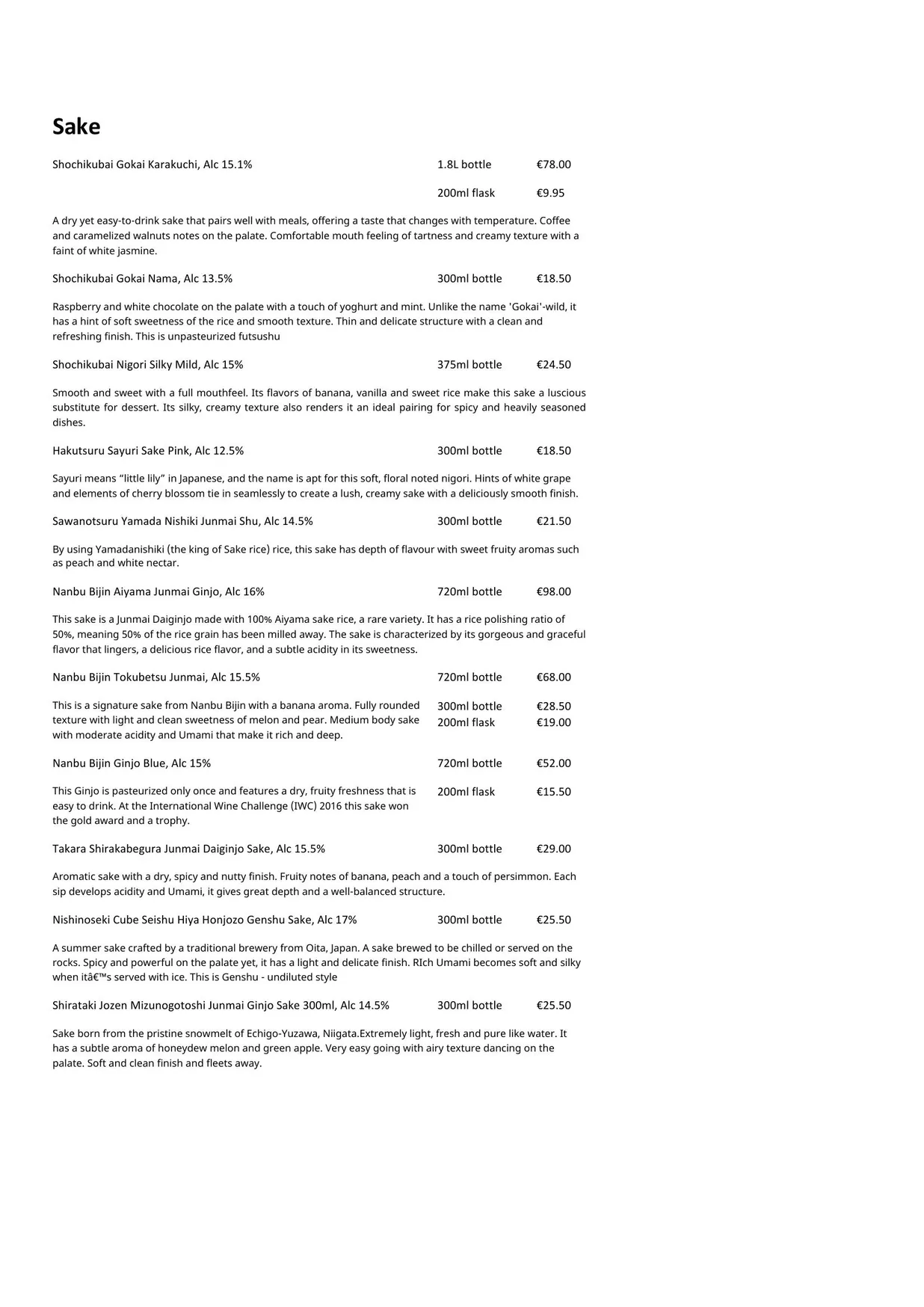 Hana Izakaya menu, page 10