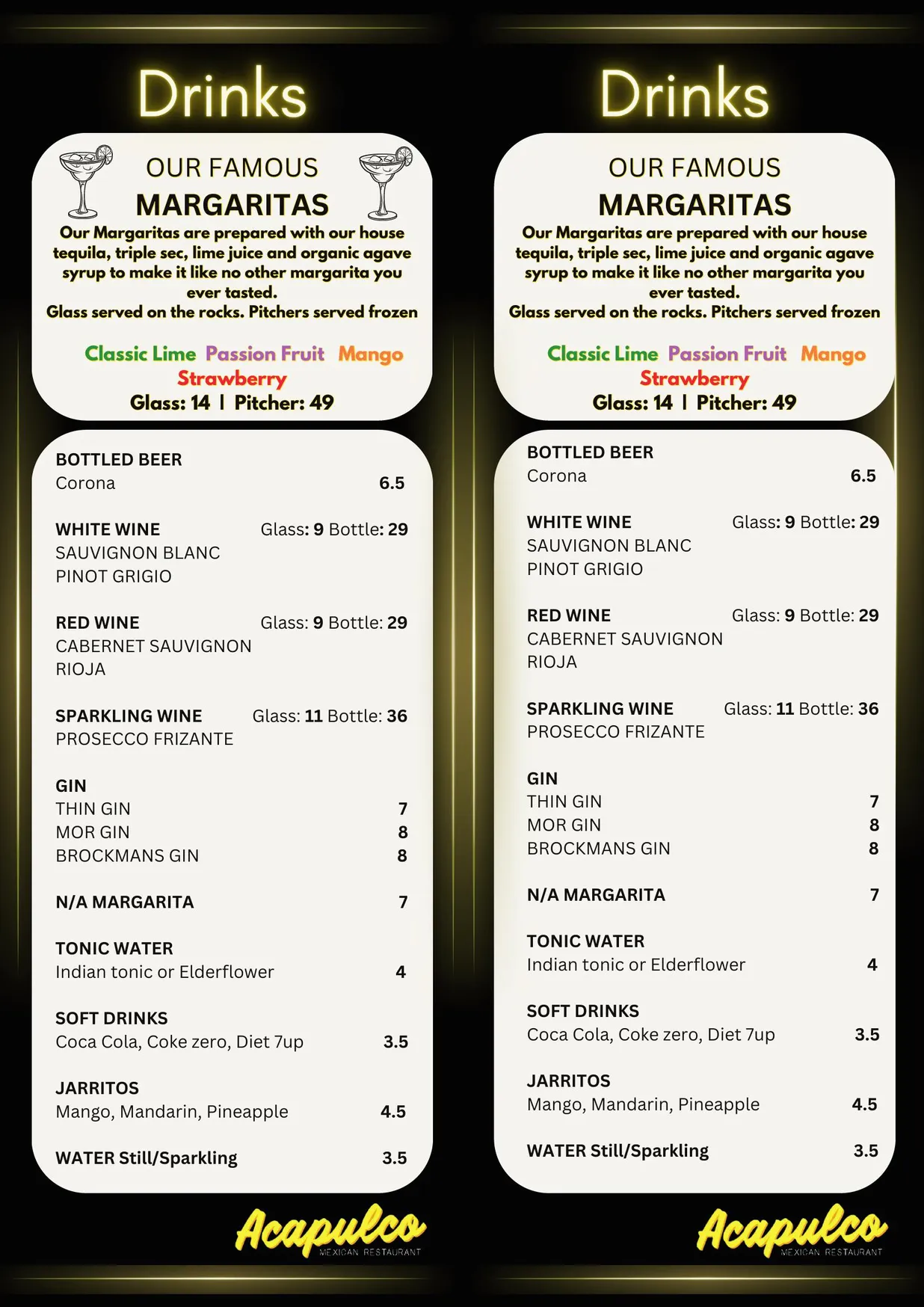 Acapulco menu, page 4