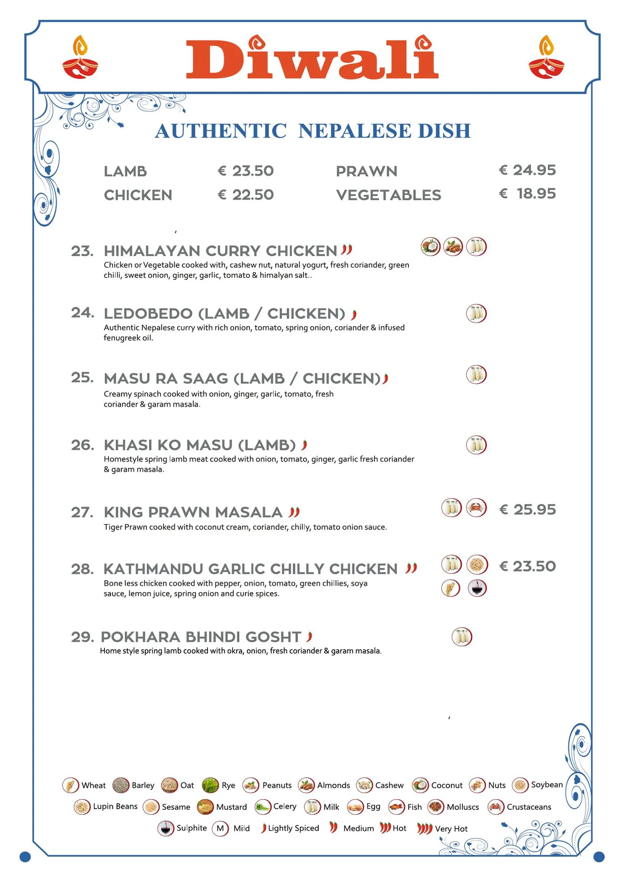 Diwali Restaurant menu, page 9
