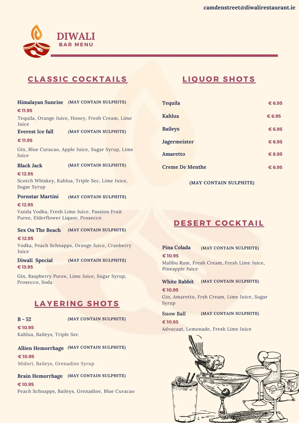 Diwali Camden Street menu, page 11