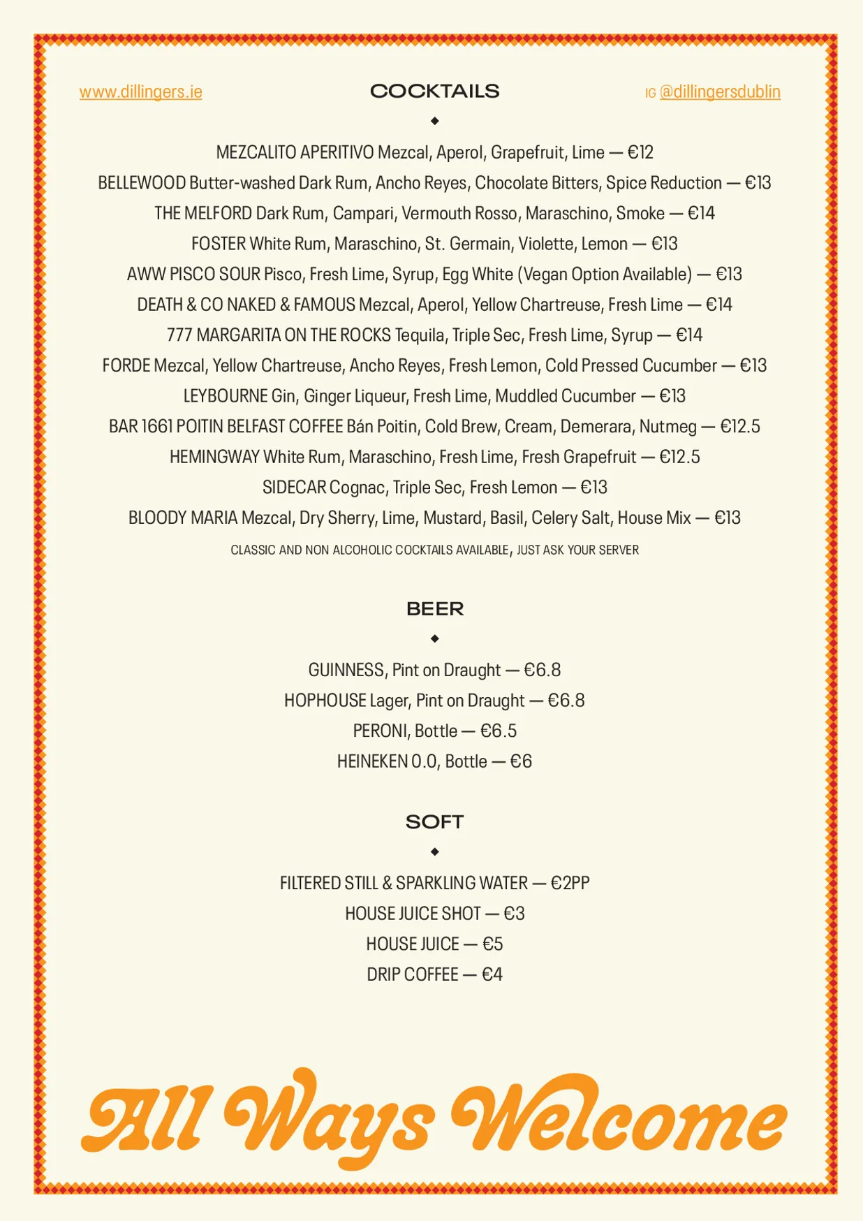 Dillinger's menu, page 3