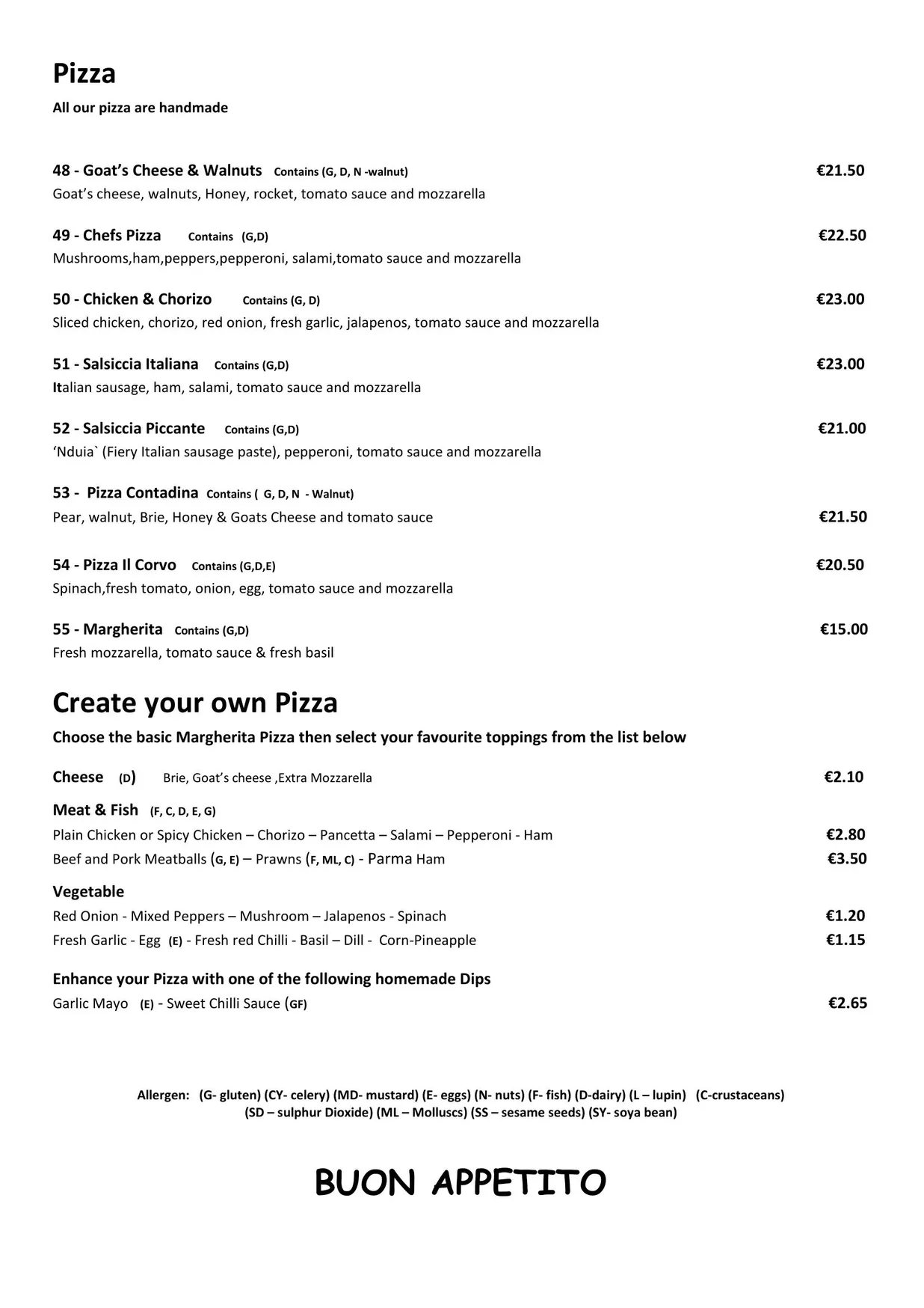 Il Corvo menu, page 4