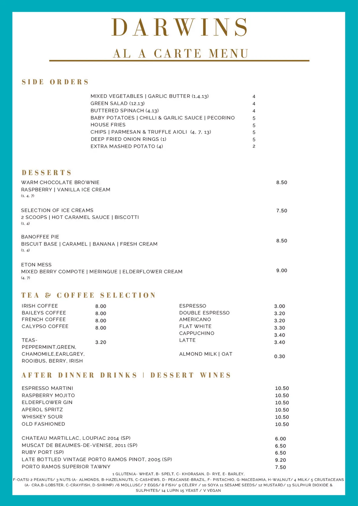 Darwins menu, page 3
