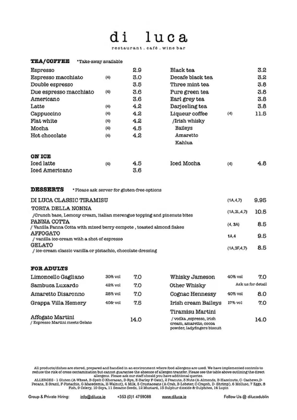 Di Luca menu, page 3