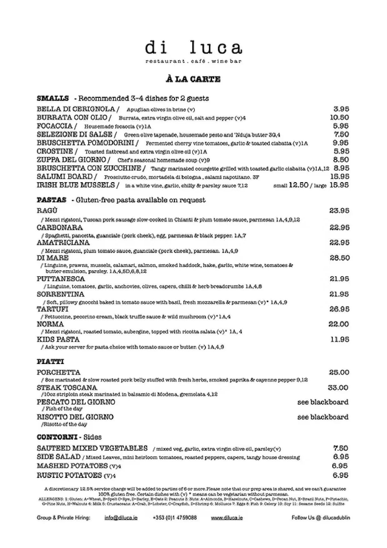 Di Luca menu, page 2
