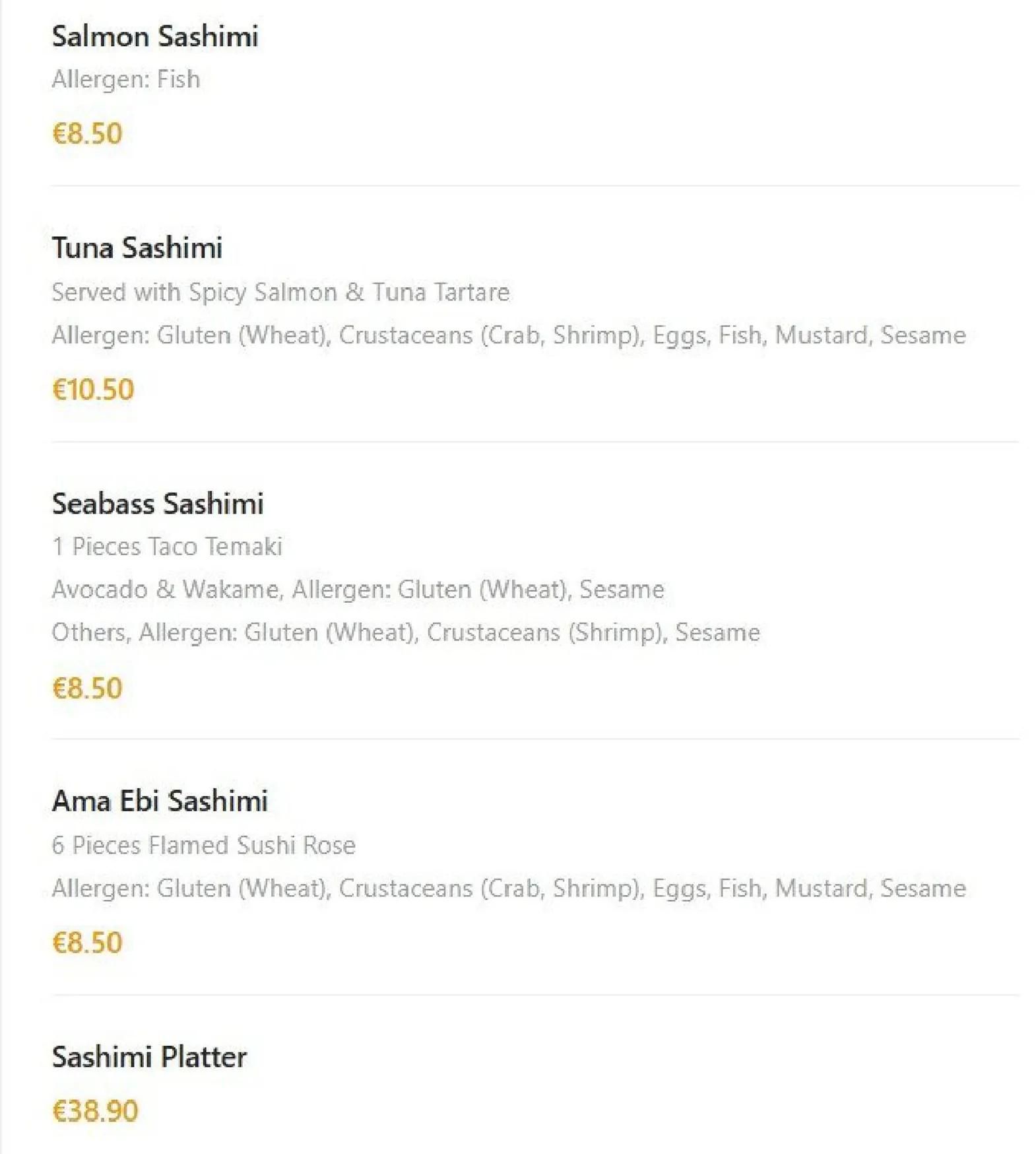 Izushi Izakaya menu, page 1