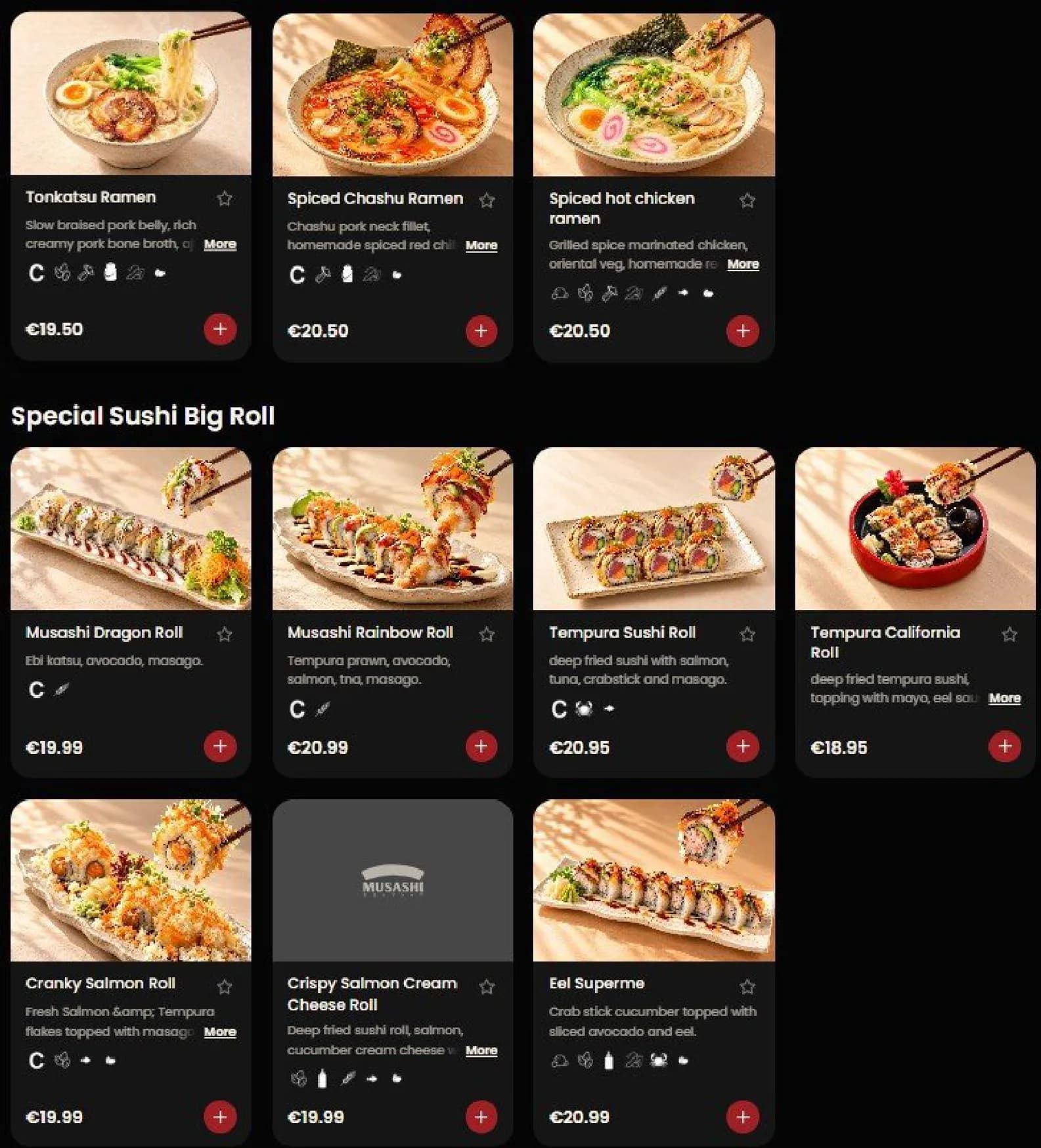 Musashi menu, page 4