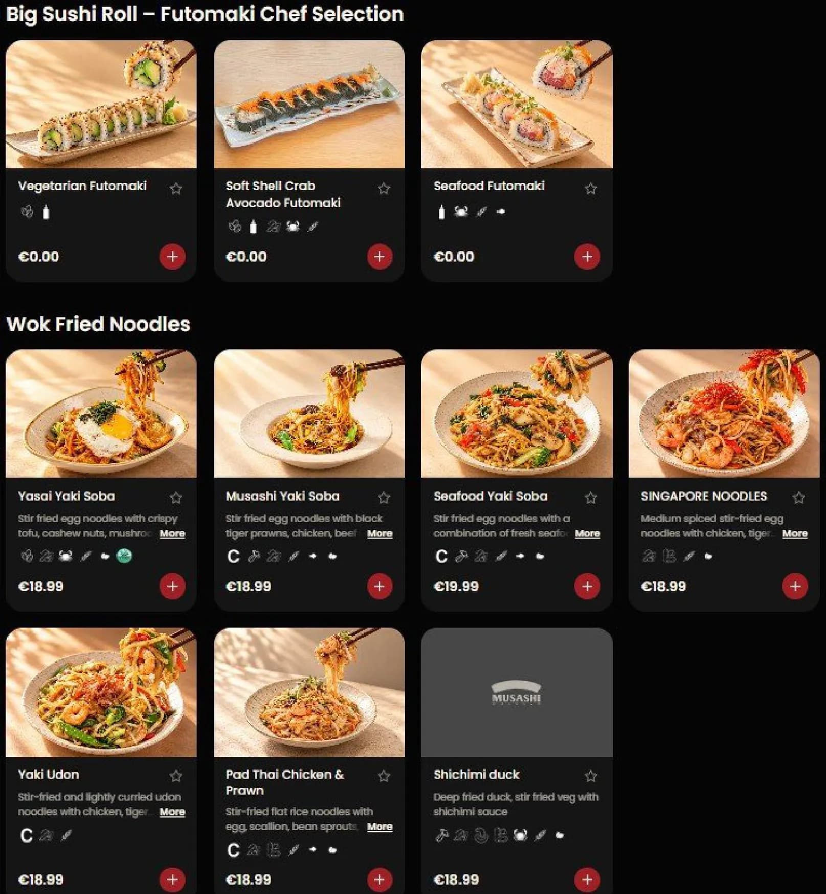 Musashi menu, page 5