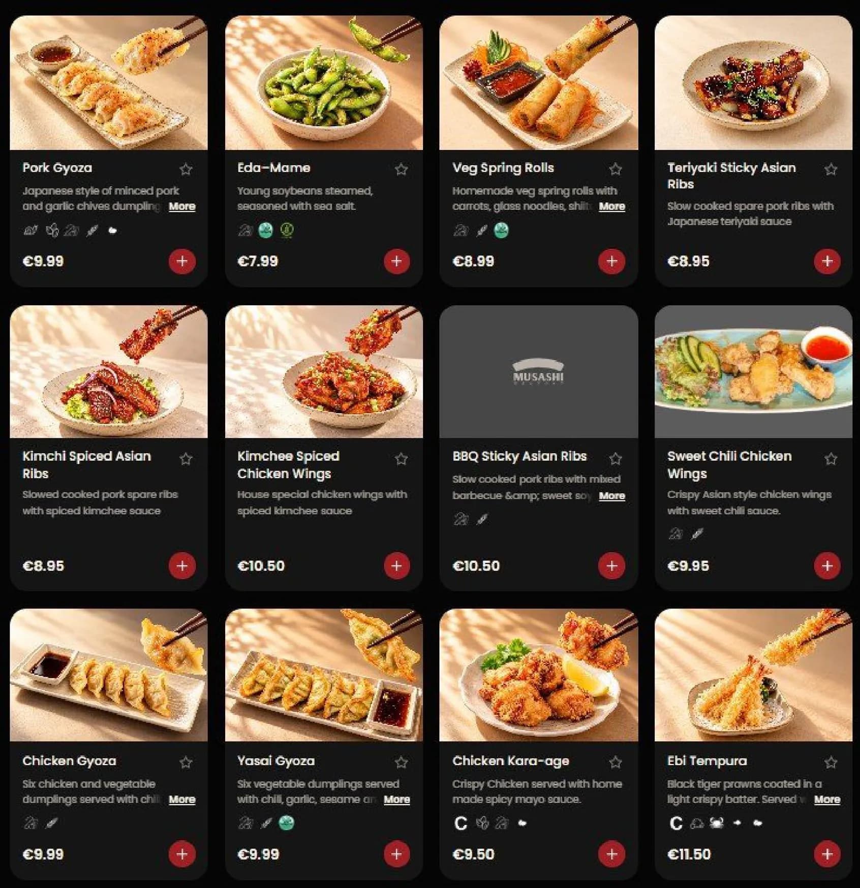 Musashi menu, page 2