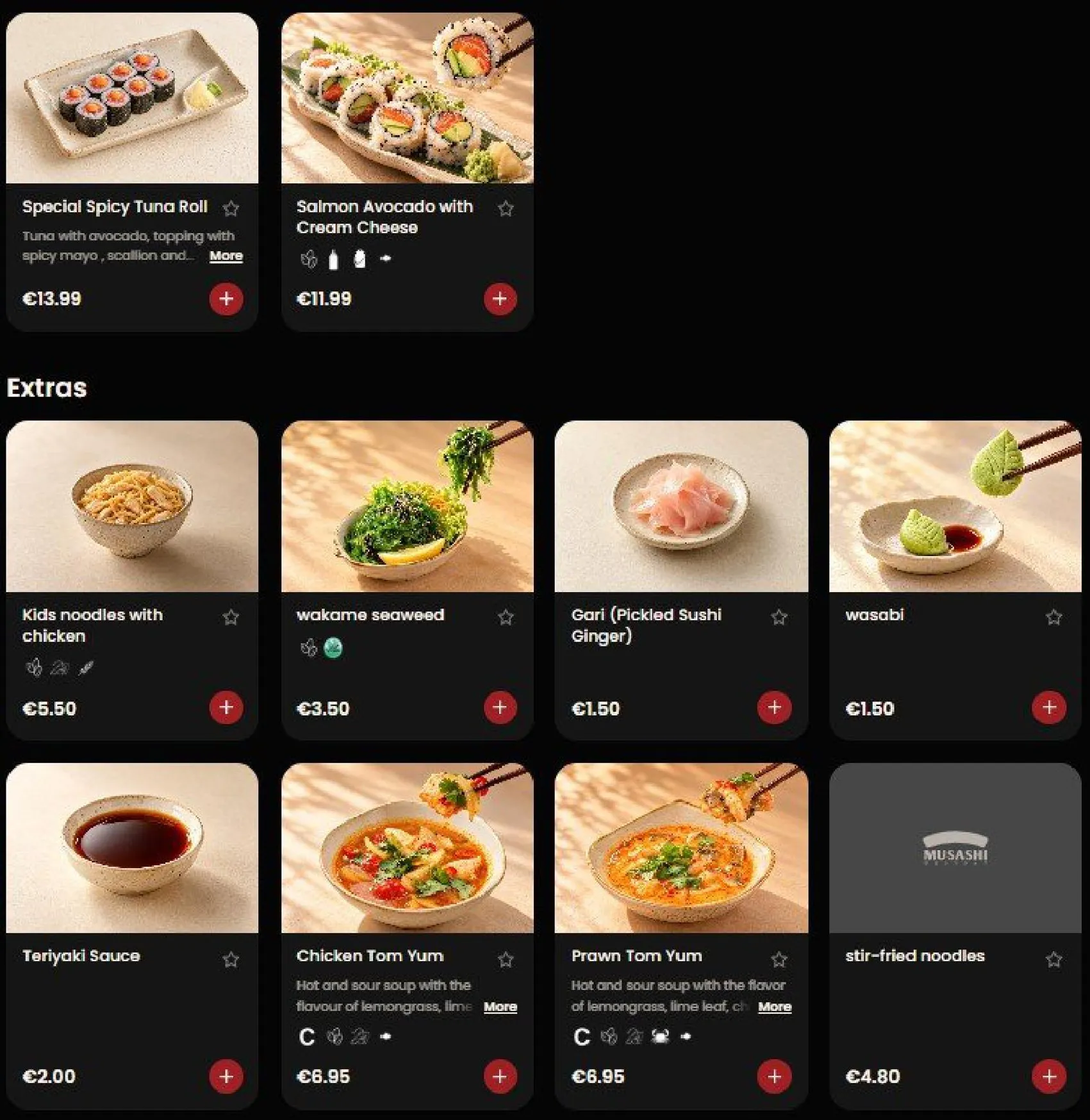 Musashi menu, page 12