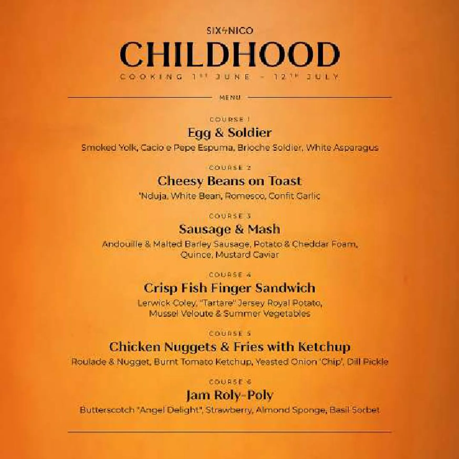 Six by Nico Dublin menu, page 1