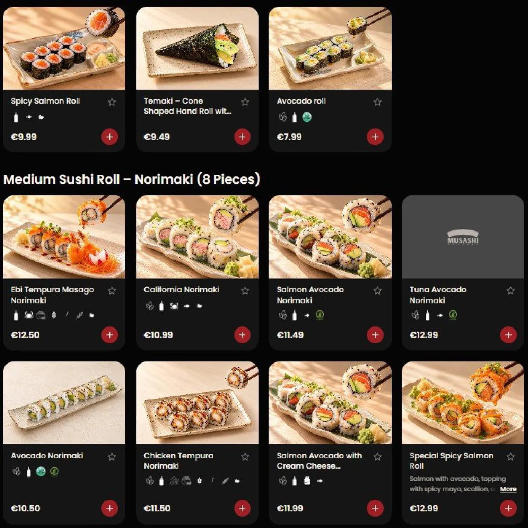 Musashi menu, page 11