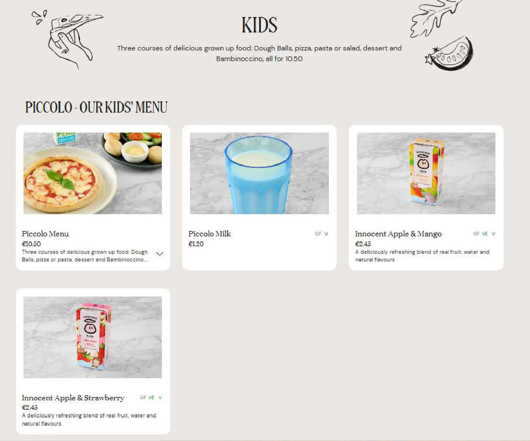 Milano menu, page 8