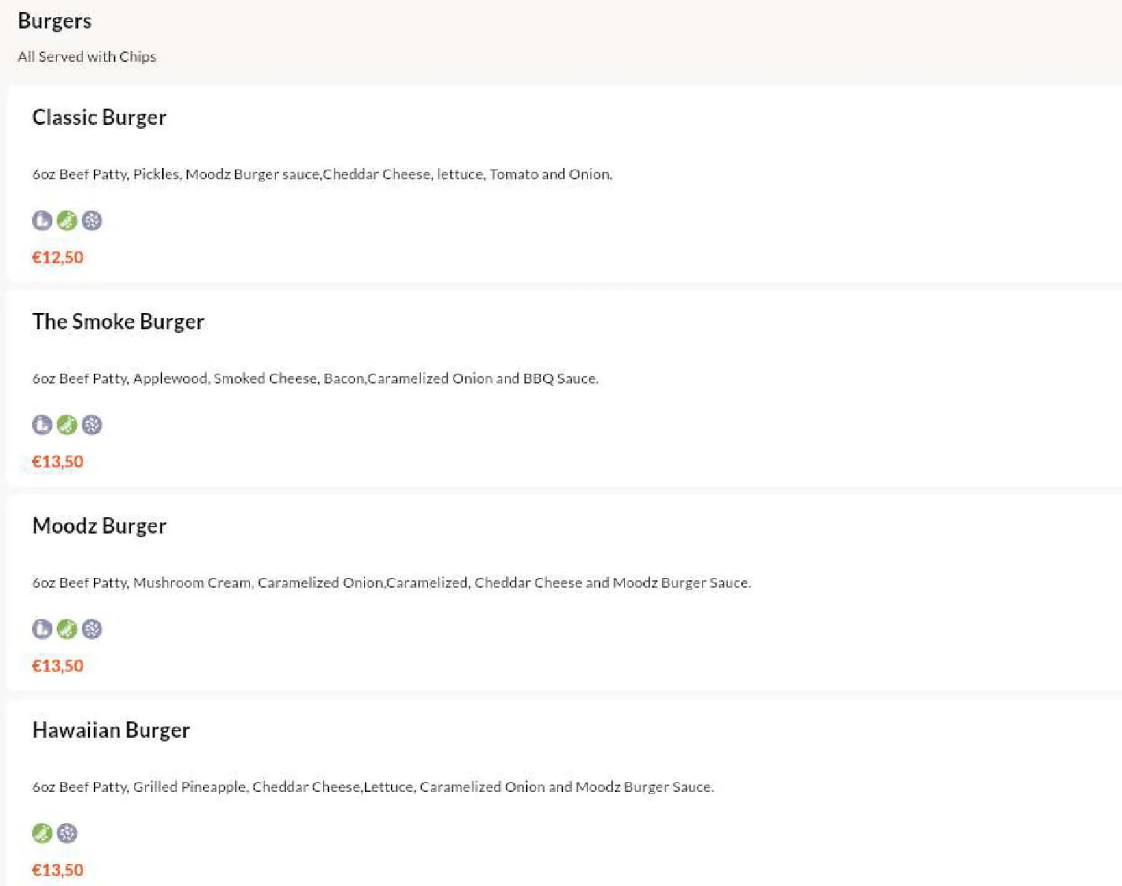 Moodz menu, page 4
