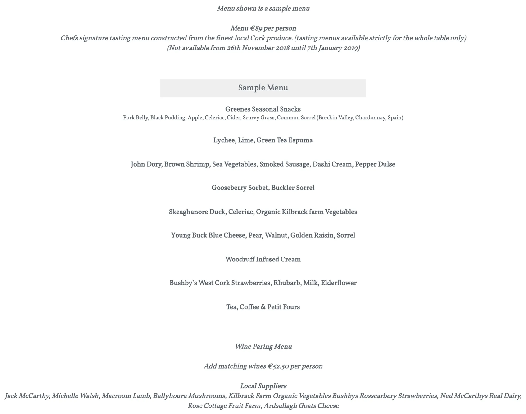 Greenes Restaurant menu, page 4