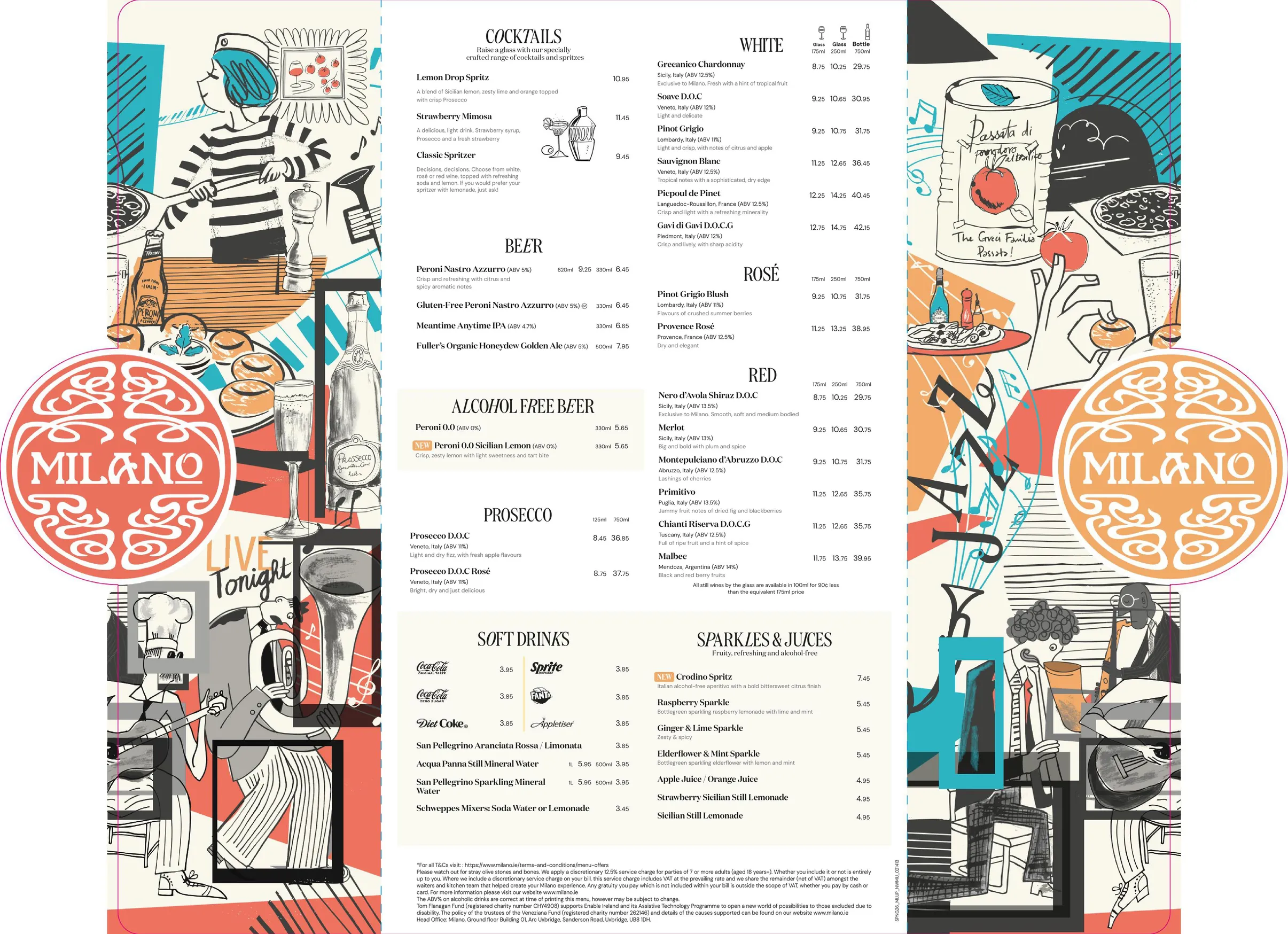 Milano menu, page 1