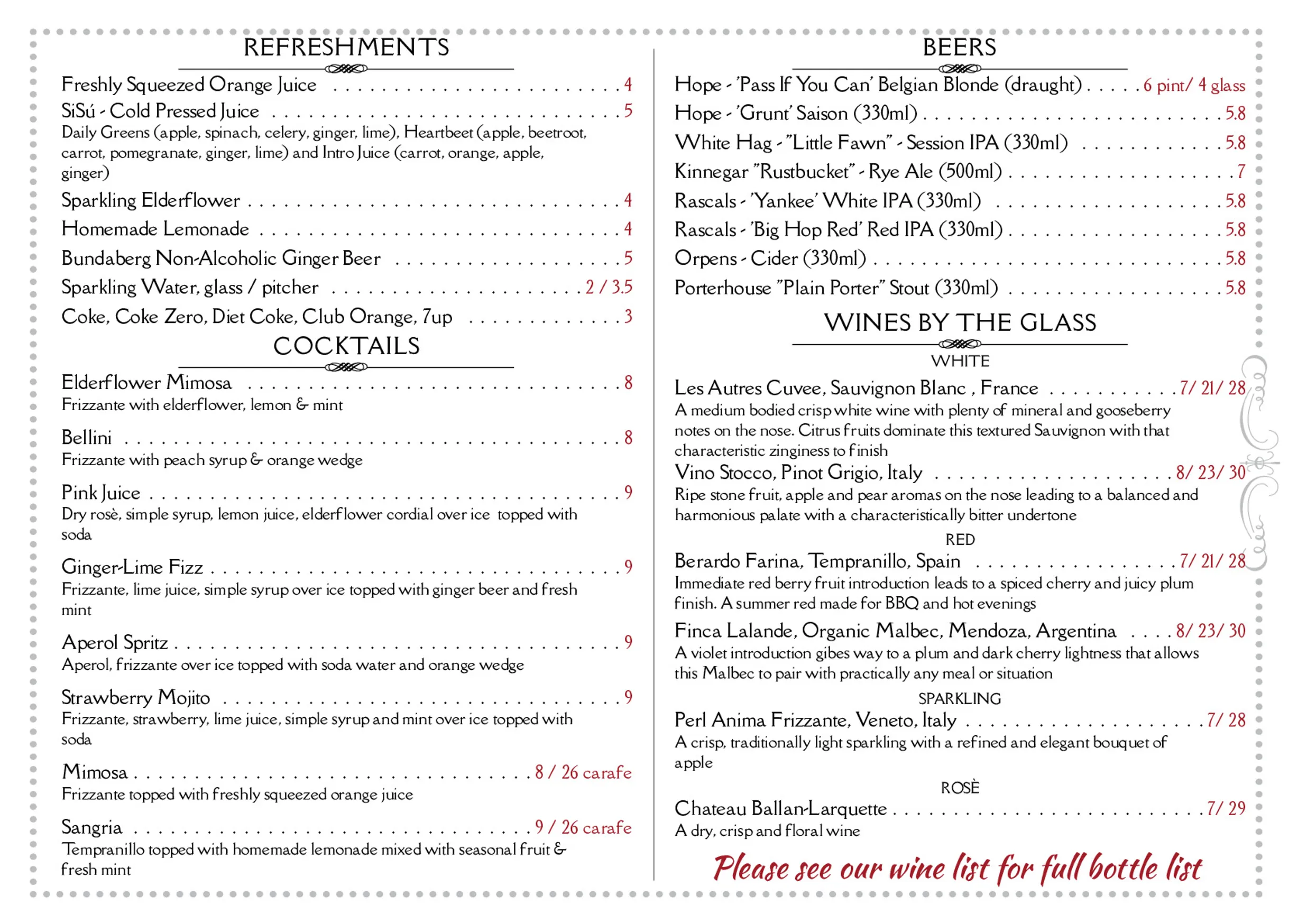 Farmer Browns Bath Avenue menu, page 3