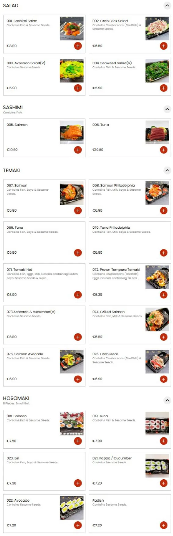 Izumi menu, page 3