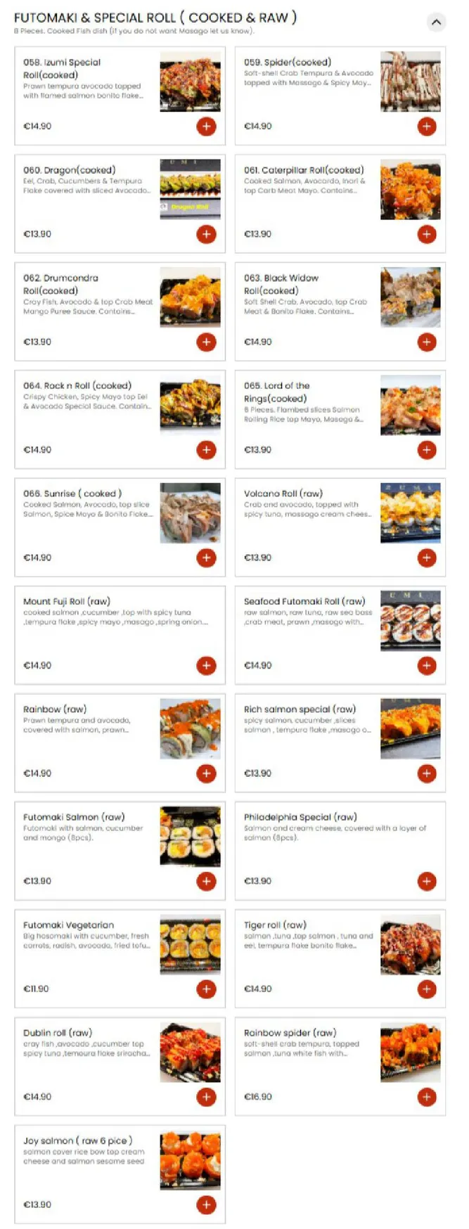Izumi menu, page 5