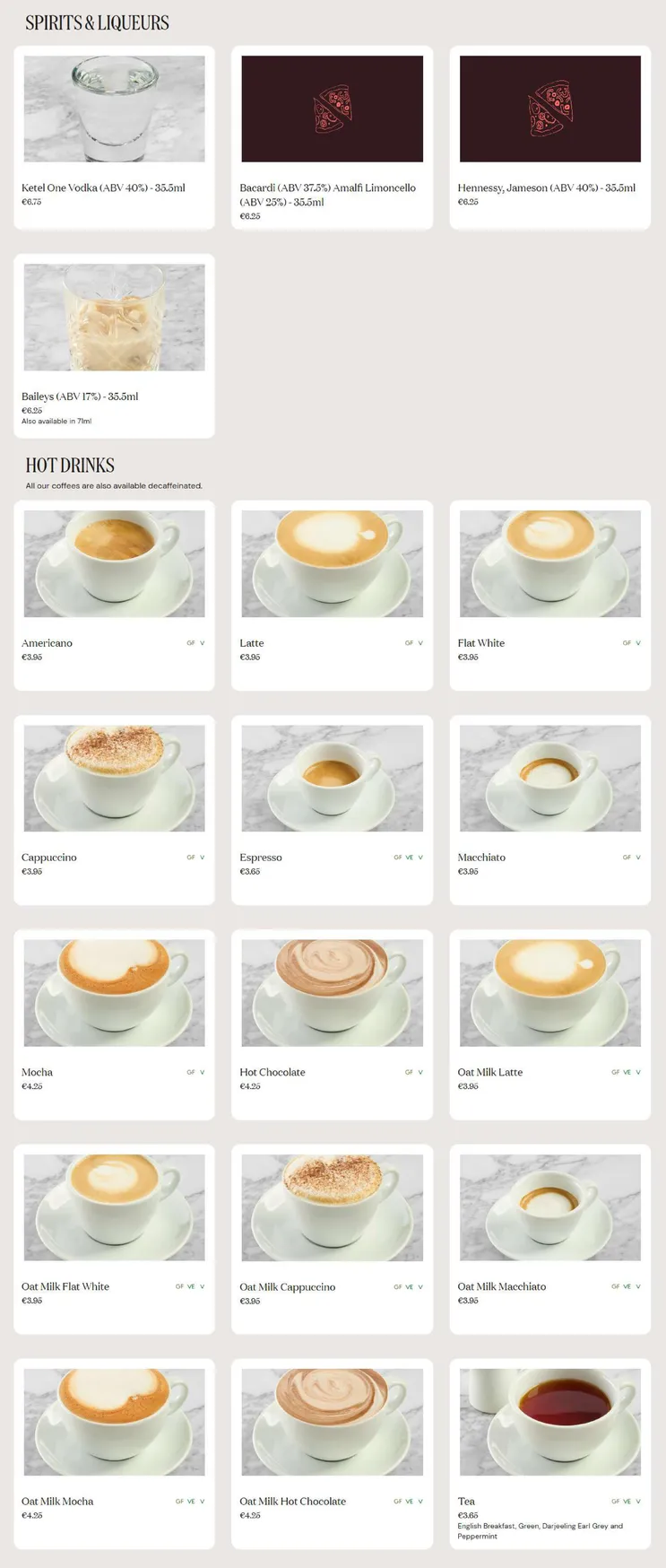 Milano menu, page 12