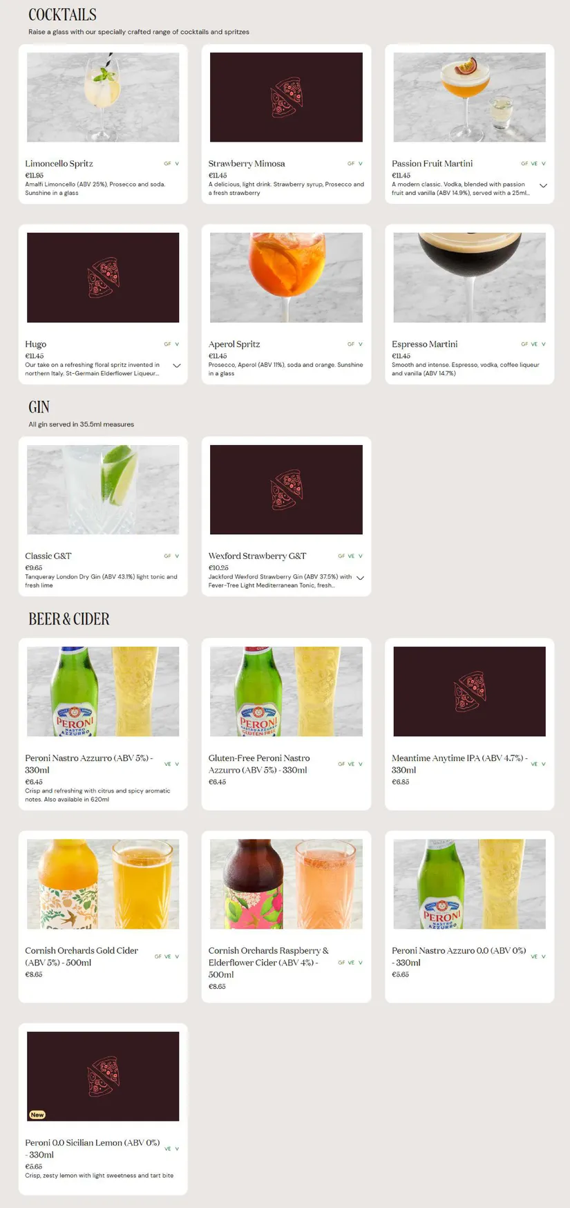 Milano menu, page 10