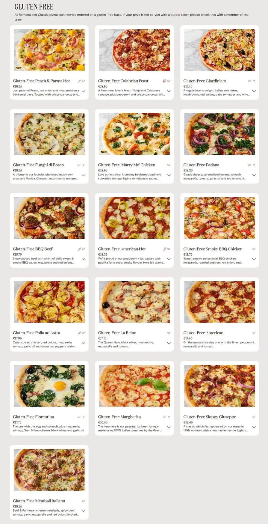 Milano menu, page 6