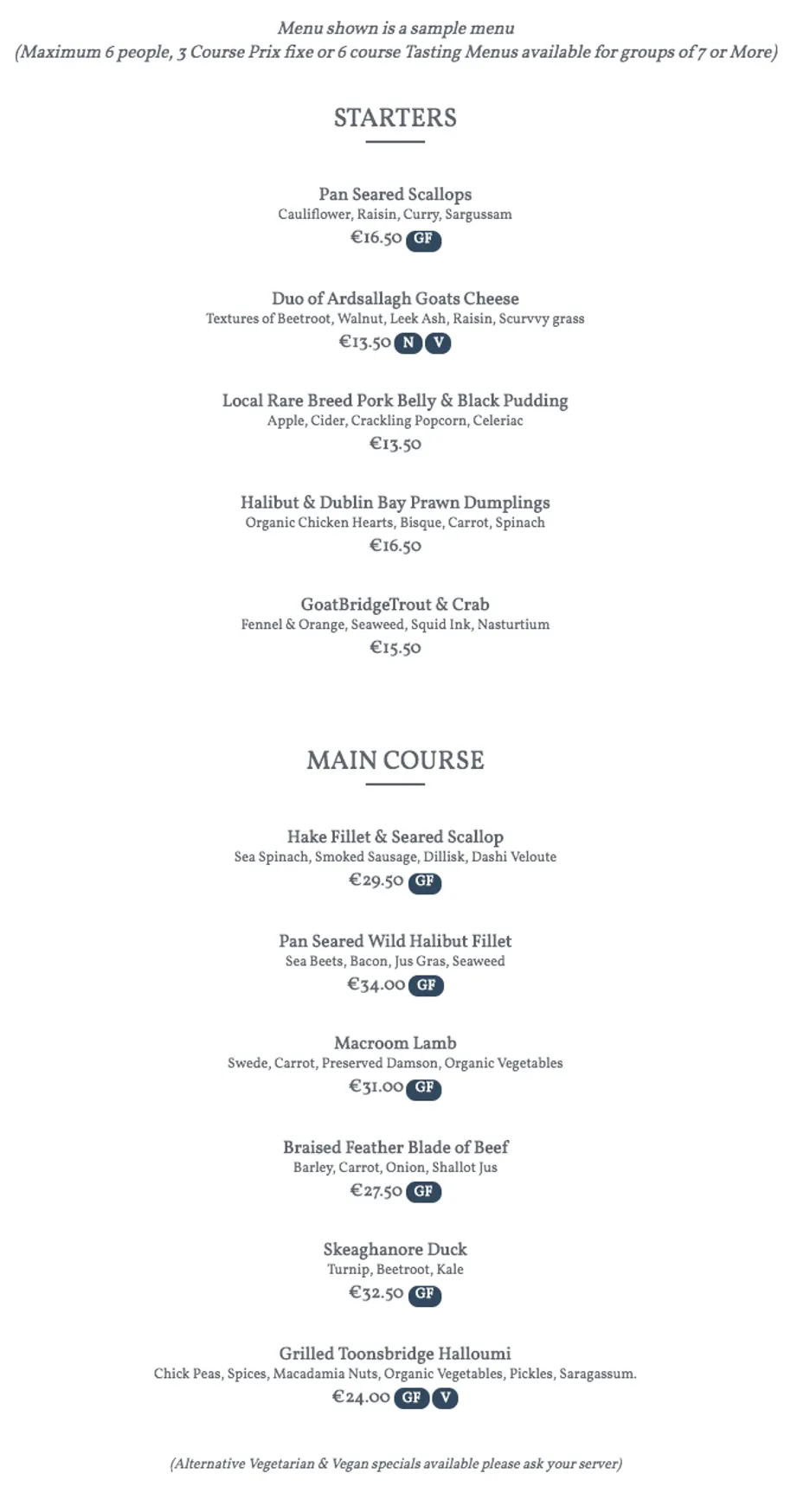 Greenes Restaurant menu, page 2