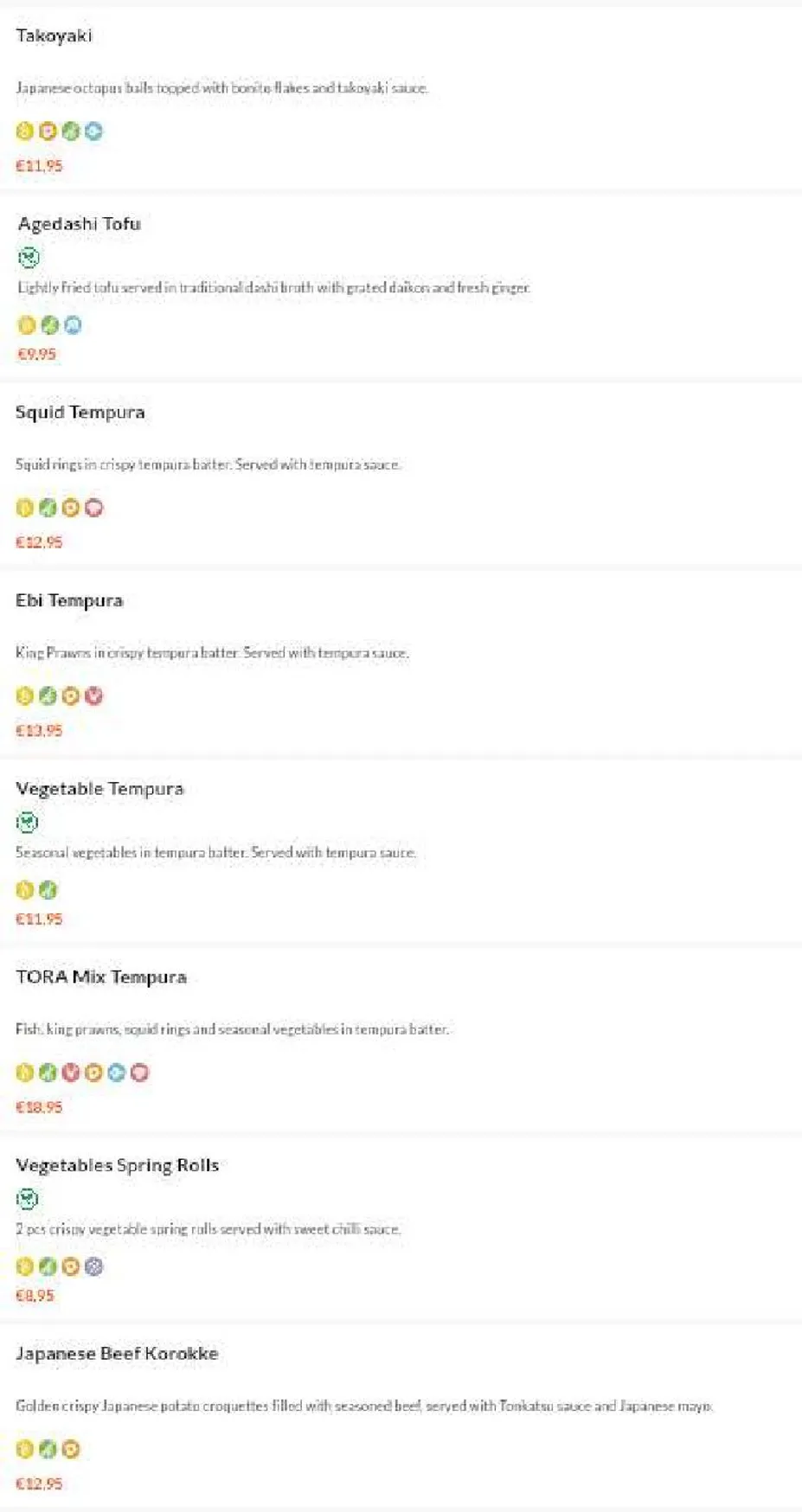 TORA-1 menu, page 2