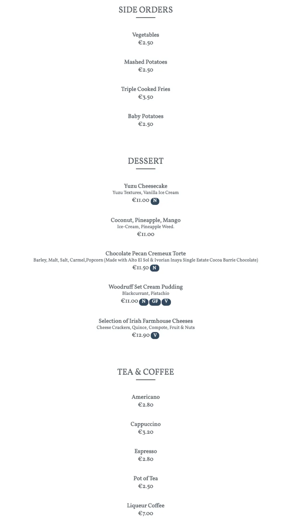 Greenes Restaurant menu, page 3